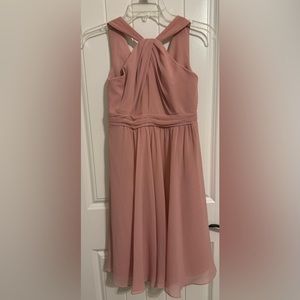David’s bridal pink midi dress.